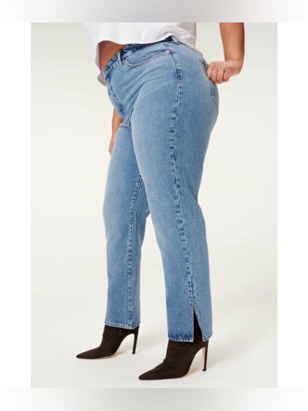 Good American Curvy Good Boy Straight Leg Medium Wash Jeans Size 18 NWT